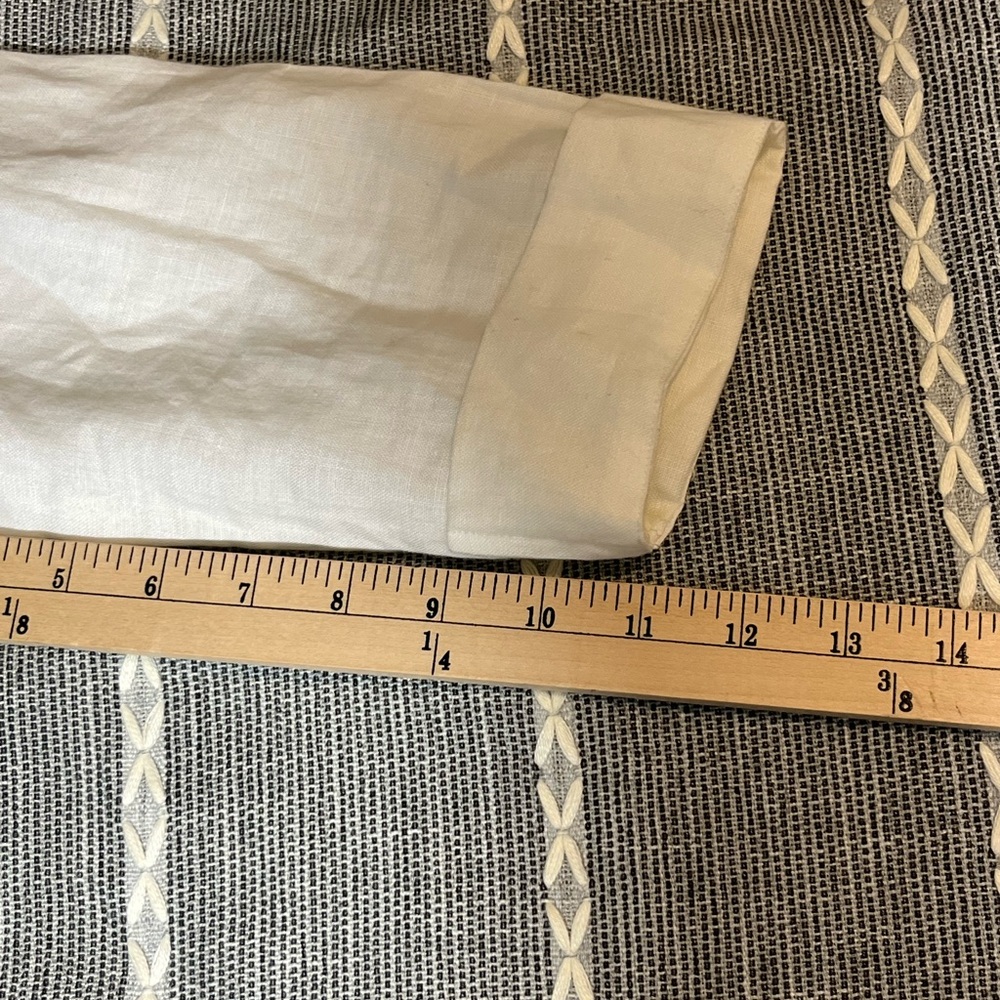 Talbots 100% Irish Linen Button Front Blouse White 3/4 Sleeves Size 6 - Picture 10 of 12